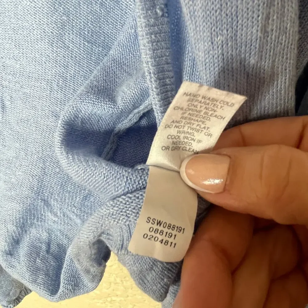 J Jill Blue Linen Cotton Modal Open Front Cropped Cardigan Womens Large - Picture 5 of 7